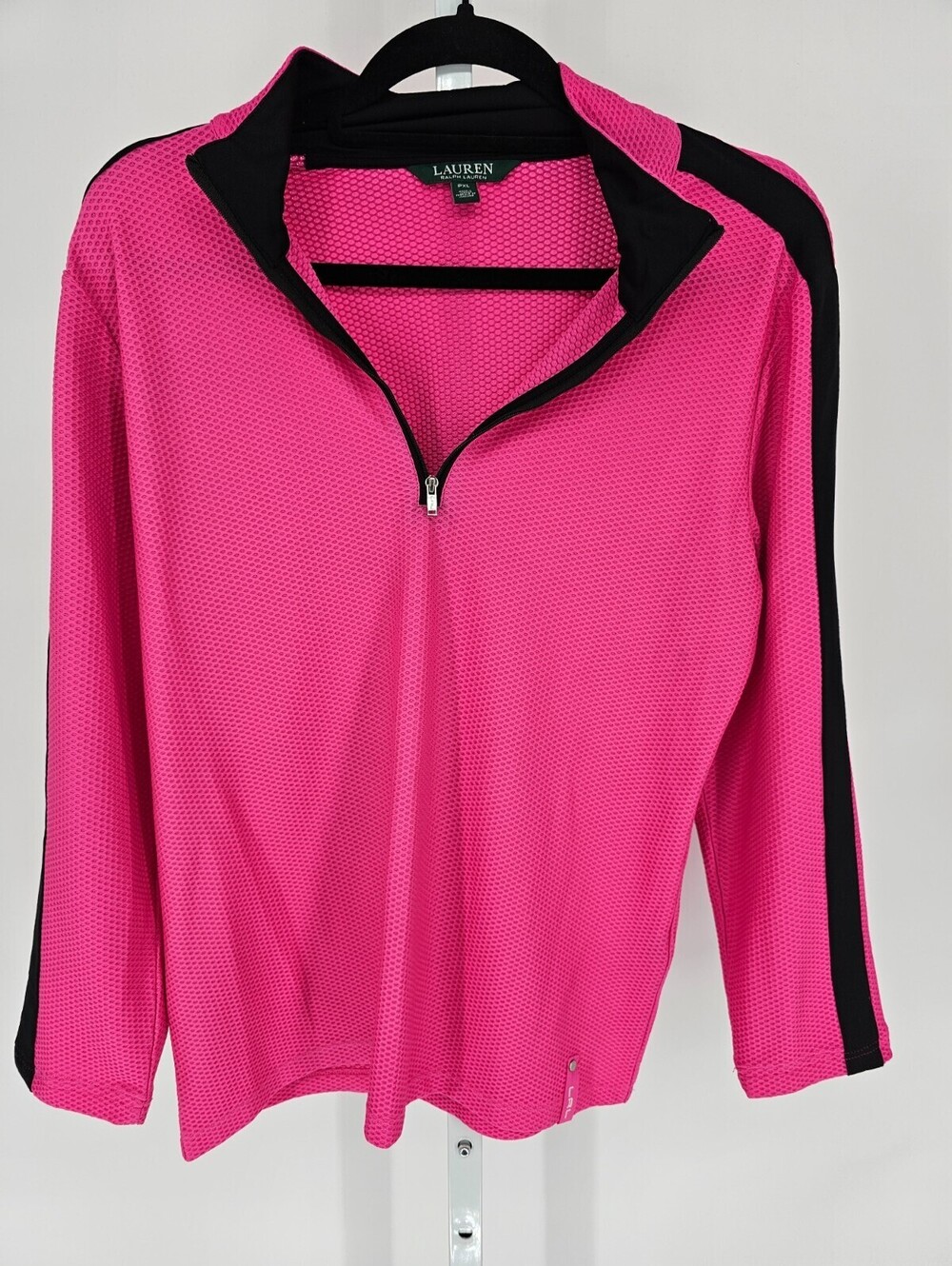 Lauren Ralph Lauren Women Sz PXL petite 1/4 Zip Athletic Jacket Bright Neon Pink - Picture 1 of 3